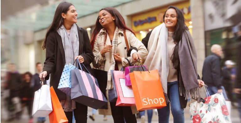 Three ladies shopping