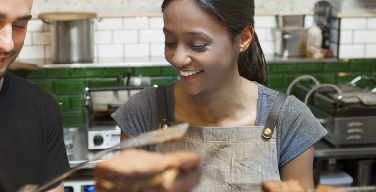 Lady working in a deli
