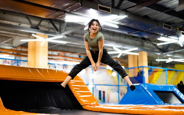 Young woman in a trampoline park