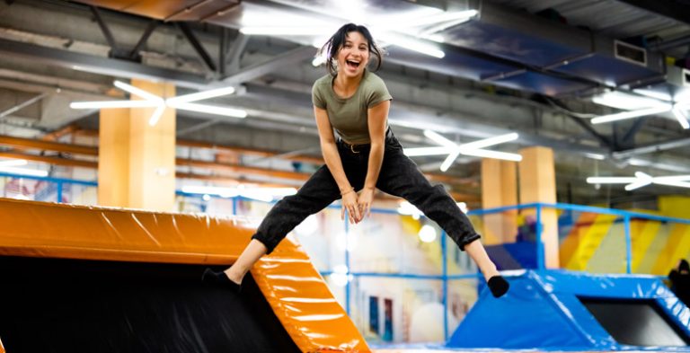 Young woman in a trampoline park
